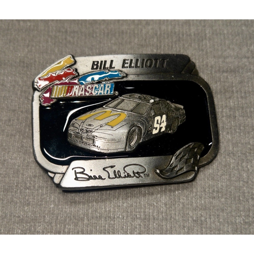Vtg 1996‎ Bill Elliott NASCAR Belt Buckle American Legends Foundry Made In USA